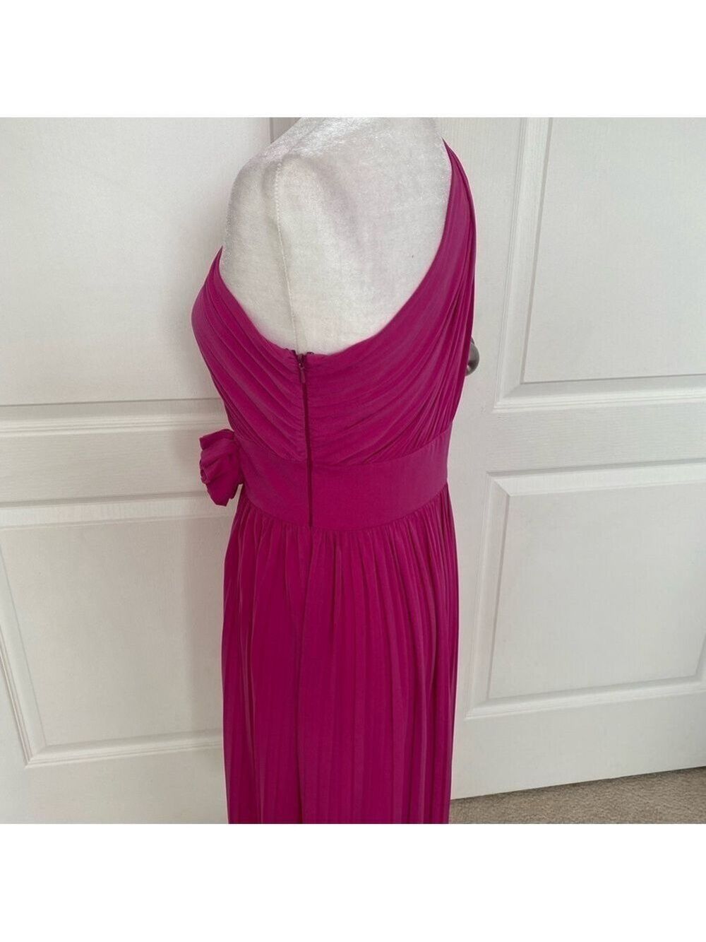 FINAL-Max & Cleo One Shoulder Pink Fuchsia Cocktail Dress Size 8 - Picture 9 of 11
